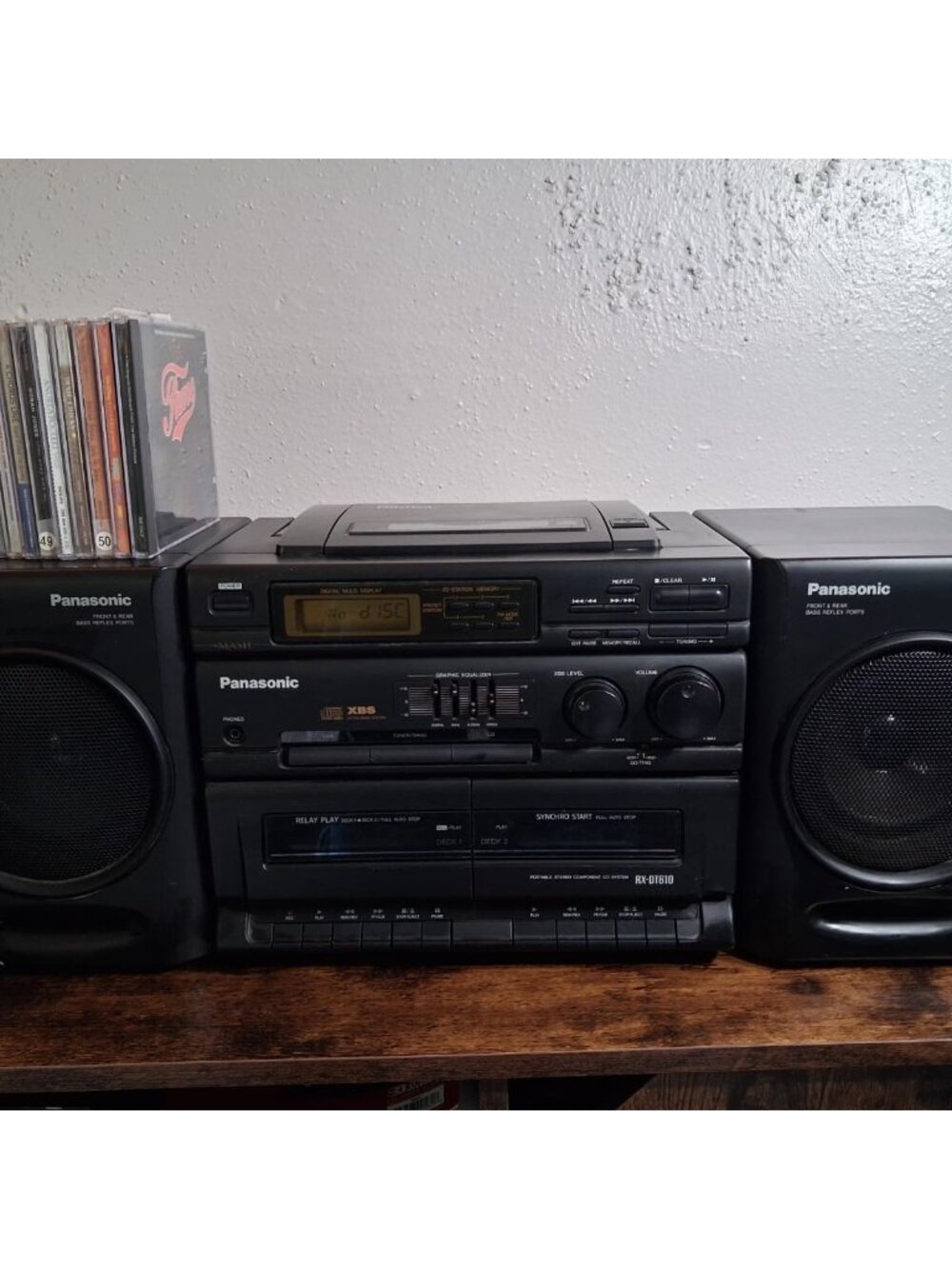 Vintage Panasonic RX-DT610 Boombox CD Dual Cassette AM/FM Radio Tested + 10 CDs